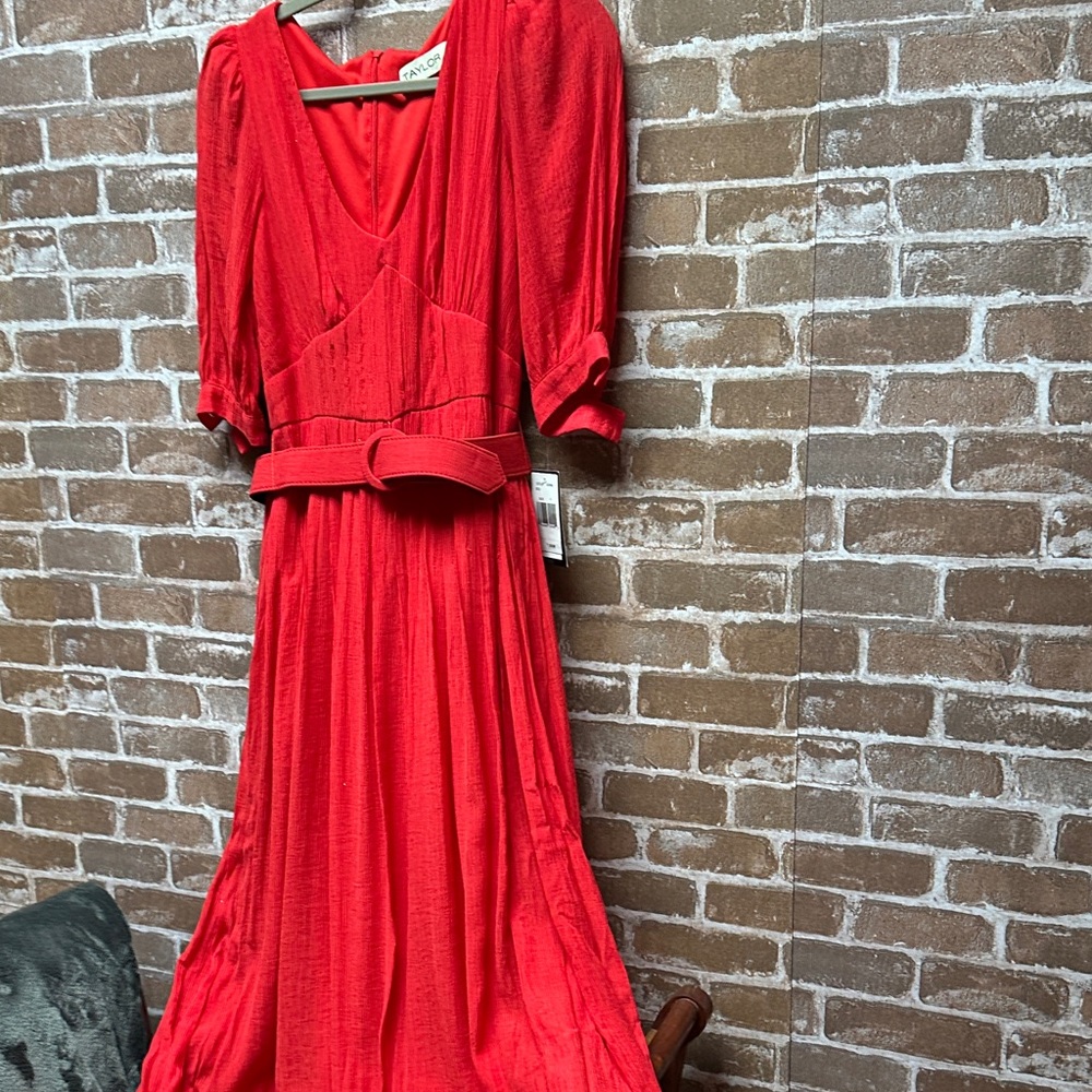 Taylor Bold Red belted dress. New. 138.00 retail - Picture 2 of 10
